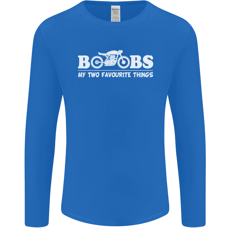 Boobs & Bikes Funny Biker Motorcycle Mens Long Sleeve T-Shirt Royal Blue