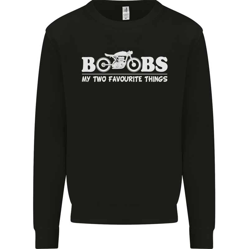 Boobs & Bikes Funny Biker Motorcycle Mens Sweatshirt Jumper Black
