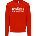 Boobs & Bikes Funny Biker Motorcycle Mens Sweatshirt Jumper Bright Red