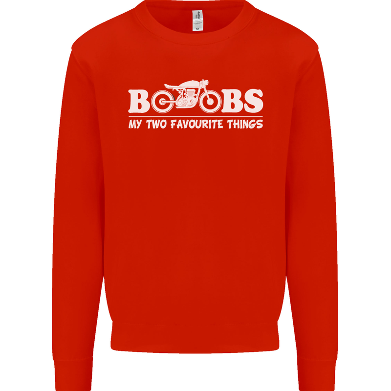 Boobs & Bikes Funny Biker Motorcycle Mens Sweatshirt Jumper Bright Red