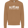 Boobs & Bikes Funny Biker Motorcycle Mens Sweatshirt Jumper Caramel Latte