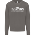 Boobs & Bikes Funny Biker Motorcycle Mens Sweatshirt Jumper Charcoal