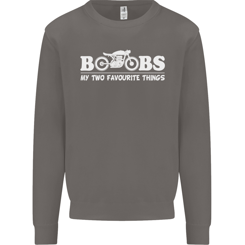 Boobs & Bikes Funny Biker Motorcycle Mens Sweatshirt Jumper Charcoal