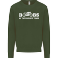Boobs & Bikes Funny Biker Motorcycle Mens Sweatshirt Jumper Forest Green
