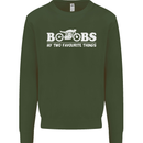 Boobs & Bikes Funny Biker Motorcycle Mens Sweatshirt Jumper Forest Green