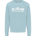 Boobs & Bikes Funny Biker Motorcycle Mens Sweatshirt Jumper Light Blue