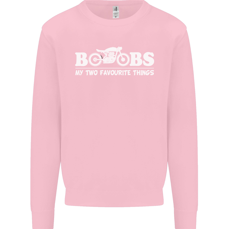 Boobs & Bikes Funny Biker Motorcycle Mens Sweatshirt Jumper Light Pink