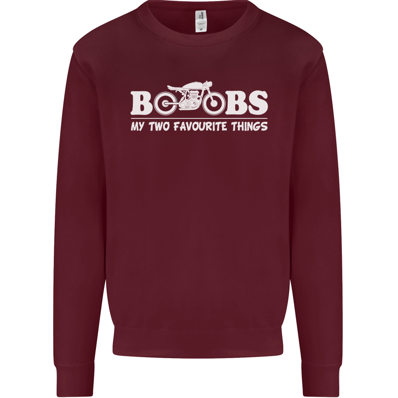 Boobs & Bikes Funny Biker Motorcycle Mens Sweatshirt Jumper Maroon