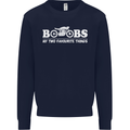 Boobs & Bikes Funny Biker Motorcycle Mens Sweatshirt Jumper Navy Blue