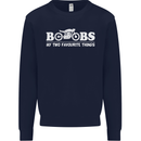 Boobs & Bikes Funny Biker Motorcycle Mens Sweatshirt Jumper Navy Blue