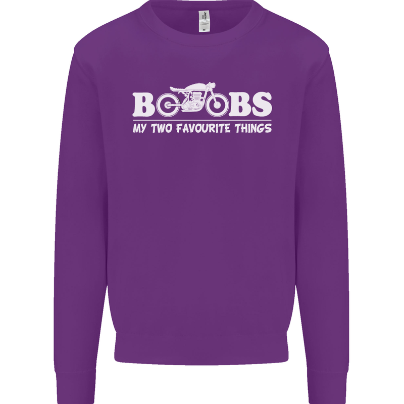Boobs & Bikes Funny Biker Motorcycle Mens Sweatshirt Jumper Purple