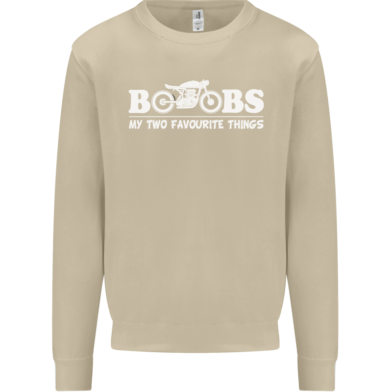 Boobs & Bikes Funny Biker Motorcycle Mens Sweatshirt Jumper Sand