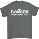 Boobs & Bikes Funny Biker Motorcycle Mens T-Shirt Cotton Gildan Charcoal