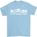 Boobs & Bikes Funny Biker Motorcycle Mens T-Shirt Cotton Gildan Light Blue