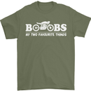 Boobs & Bikes Funny Biker Motorcycle Mens T-Shirt Cotton Gildan Military Green