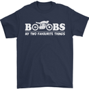 Boobs & Bikes Funny Biker Motorcycle Mens T-Shirt Cotton Gildan Navy Blue