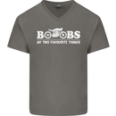 Boobs & Bikes Funny Biker Motorcycle Mens V-Neck Cotton T-Shirt Charcoal