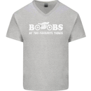 Boobs & Bikes Funny Biker Motorcycle Mens V-Neck Cotton T-Shirt Sports Grey