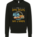Book Dragon Funny Booklover Reader Worm Mens Sweatshirt Jumper Black