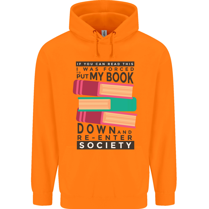 Book Reading Re-Enter Society Funny Childrens Kids Hoodie Orange