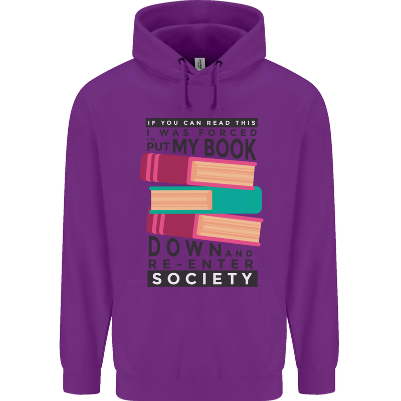 Book Reading Re-Enter Society Funny Childrens Kids Hoodie Purple