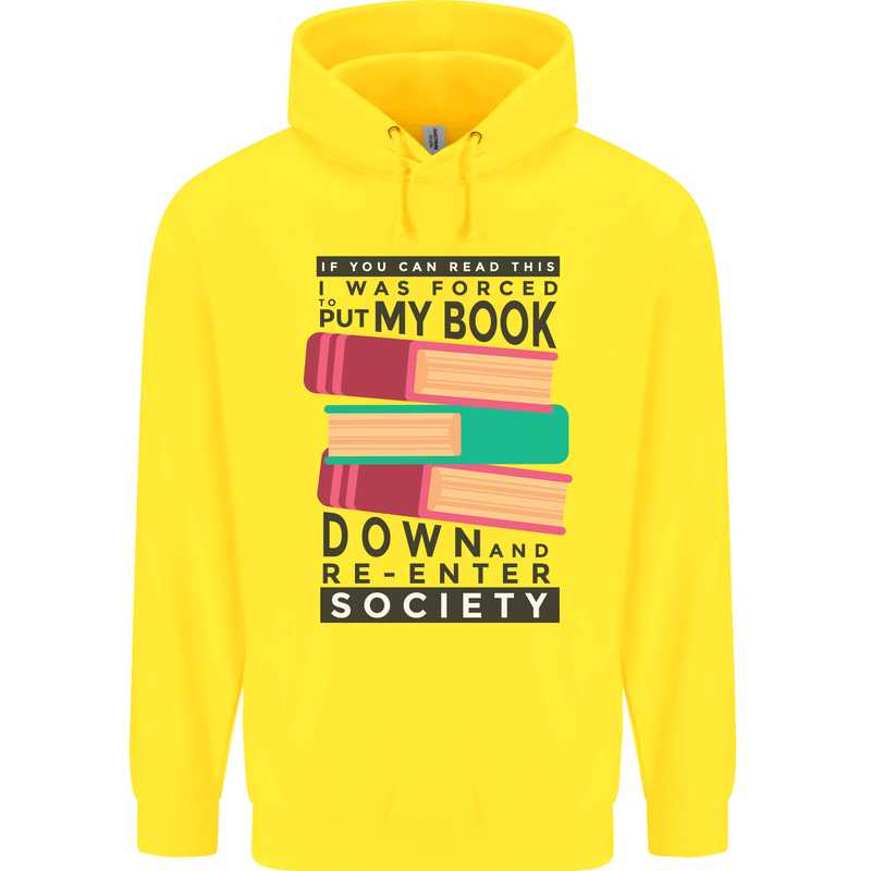 Book Reading Re-Enter Society Funny Childrens Kids Hoodie Yellow