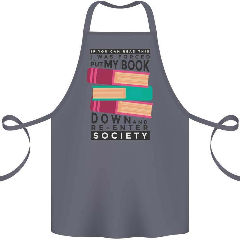 Book Reading Re-Enter Society Funny Cotton Apron 100% Organic Steel