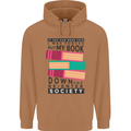 Book Reading Re-Enter Society Funny Mens 80% Cotton Hoodie Caramel Latte