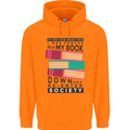 Book Reading Re-Enter Society Funny Mens 80% Cotton Hoodie Orange