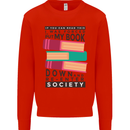 Book Reading Re-Enter Society Funny Mens Sweatshirt Jumper Bright Red