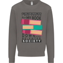 Book Reading Re-Enter Society Funny Mens Sweatshirt Jumper Charcoal