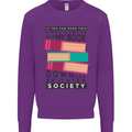 Book Reading Re-Enter Society Funny Mens Sweatshirt Jumper Purple