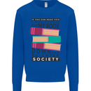 Book Reading Re-Enter Society Funny Mens Sweatshirt Jumper Royal Blue