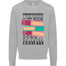 Book Reading Re-Enter Society Funny Mens Sweatshirt Jumper Sports Grey