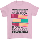 Book Reading Re-Enter Society Funny Mens T-Shirt Cotton Gildan Light Pink