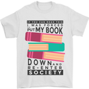 Book Reading Re-Enter Society Funny Mens T-Shirt Cotton Gildan White