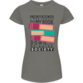 Book Reading Re-Enter Society Funny Womens Petite Cut T-Shirt Charcoal