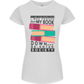 Book Reading Re-Enter Society Funny Womens Petite Cut T-Shirt White
