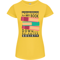 Book Reading Re-Enter Society Funny Womens Petite Cut T-Shirt Yellow