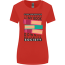 Book Reading Re-Enter Society Funny Womens Wider Cut T-Shirt Red