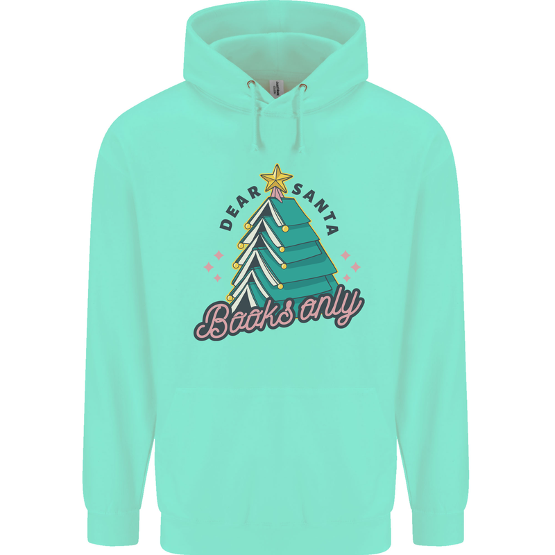 Books Only Christmas Tree Funny Bookworm Childrens Kids Hoodie Peppermint