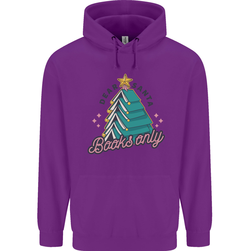 Books Only Christmas Tree Funny Bookworm Childrens Kids Hoodie Purple