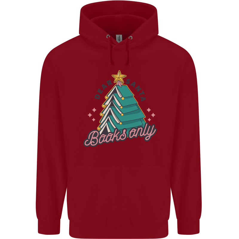 Books Only Christmas Tree Funny Bookworm Childrens Kids Hoodie Red