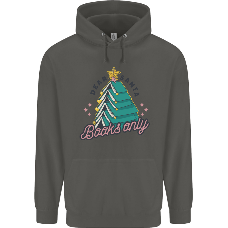 Books Only Christmas Tree Funny Bookworm Childrens Kids Hoodie Storm Grey