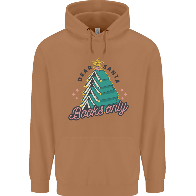 Books Only Christmas Tree Funny Bookworm Mens 80% Cotton Hoodie Caramel Latte