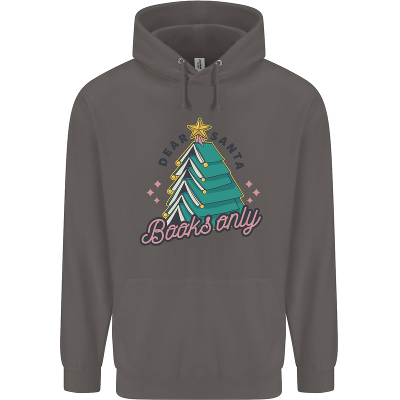 Books Only Christmas Tree Funny Bookworm Mens 80% Cotton Hoodie Charcoal
