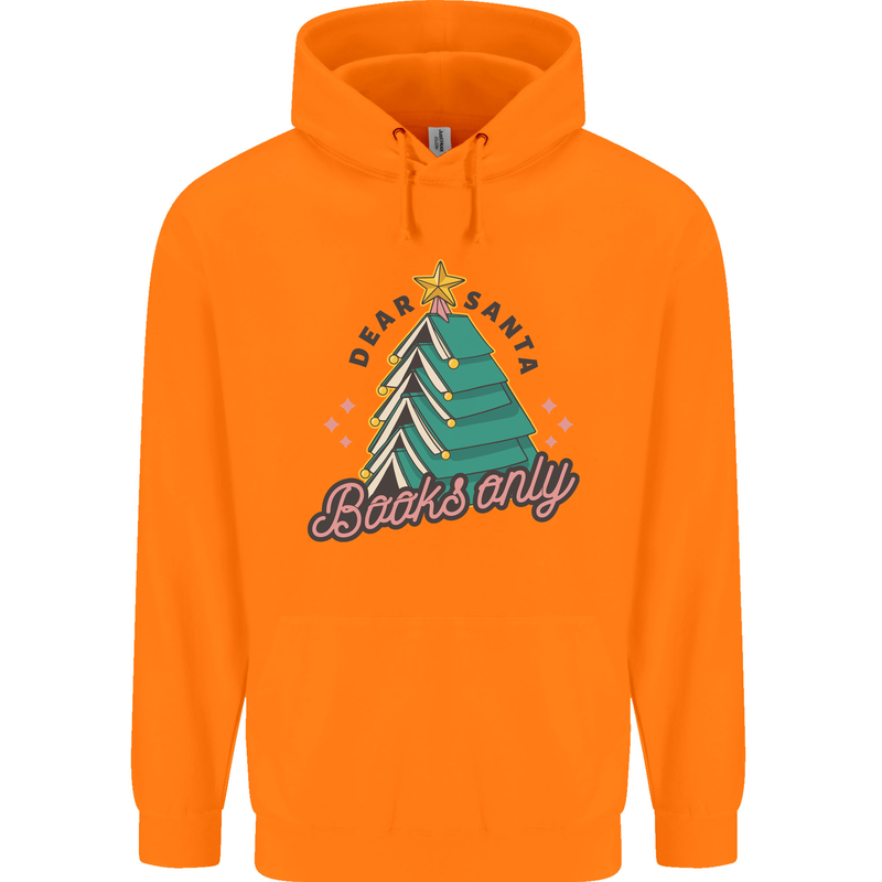 Books Only Christmas Tree Funny Bookworm Mens 80% Cotton Hoodie Orange
