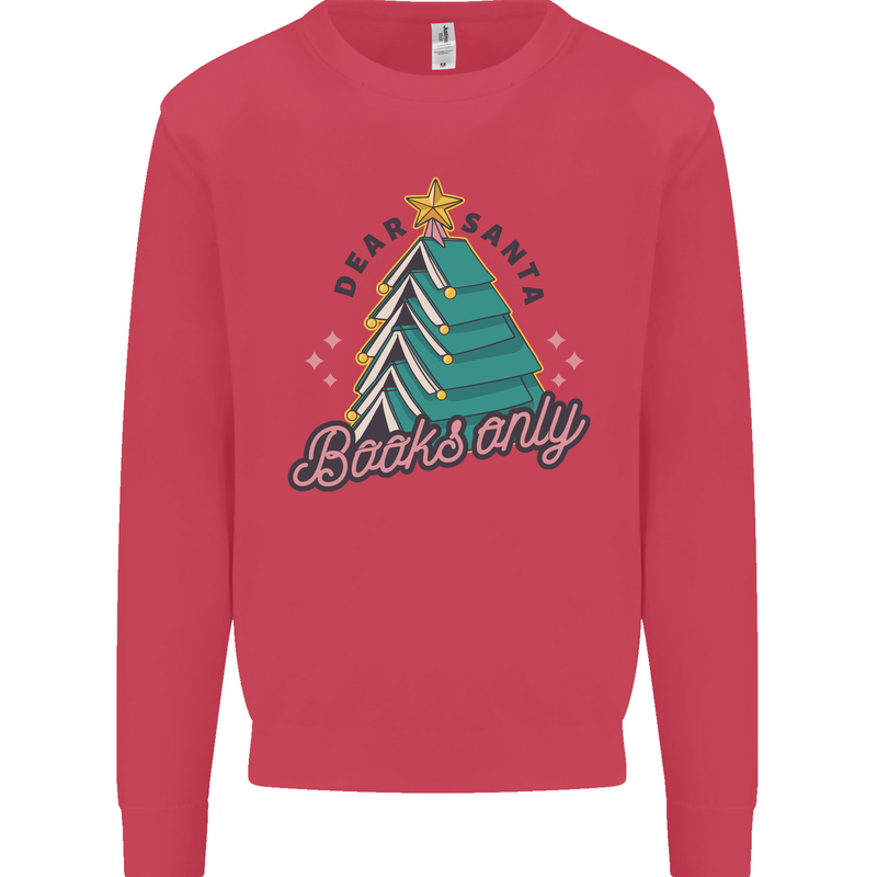 Books Only Christmas Tree Funny Bookworm Mens Sweatshirt Jumper Heliconia