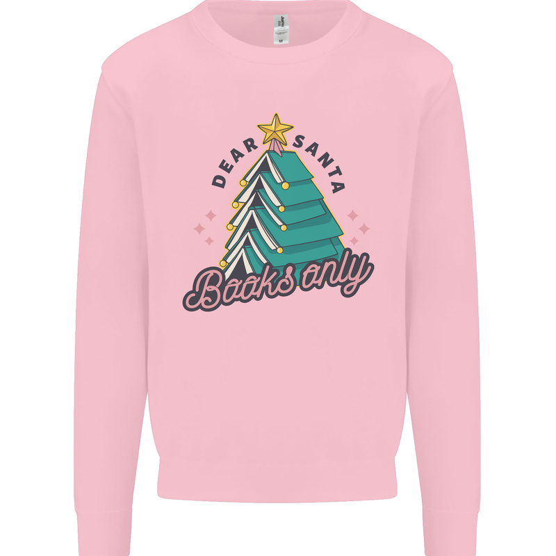 Books Only Christmas Tree Funny Bookworm Mens Sweatshirt Jumper Light Pink