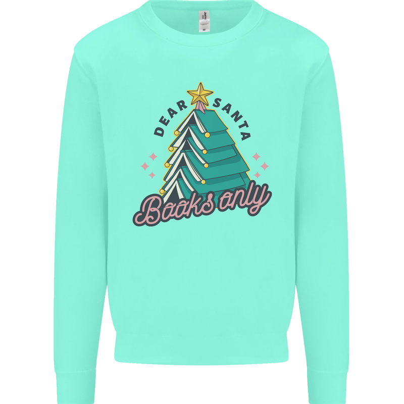 Books Only Christmas Tree Funny Bookworm Mens Sweatshirt Jumper Peppermint
